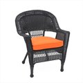 Jeco Jeco W00207-C-FS016 Black Wicker Chair With Orange Cushion W00207-C-FS016